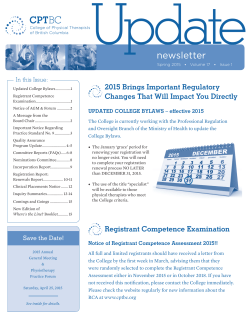 newsletter - College of Physical Therapists of BC