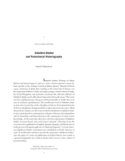 Subaltern Studies and Postcolonial Historiography