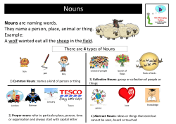Nouns are naming words. They name a person, place, animal or