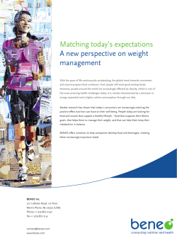 Matching today`s expectations A new perspective on weight