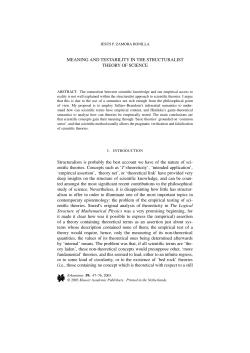 MEANING AND TESTABILITY IN THE STRUCTURALIST THEORY