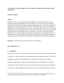 The Market for Private Student Loans: An Analysis of Credit Union