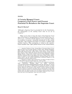 A Certain Mongrel Court: Congress`s Past Power and Present