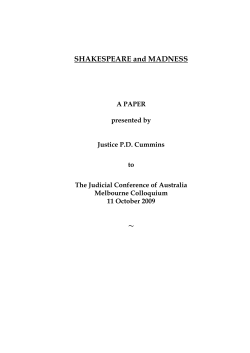 SHAKESPEARE and MADNESS - Judicial Conference of Australia