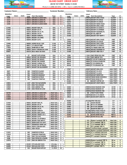 ISLAND DAIRY ORDER SHEET
