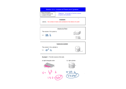 Section 12.4 ~Volume of Prisms and Cylinders