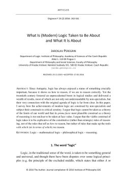 Logic Taken to Be About and What It Is About