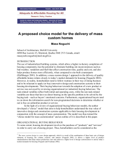A proposed choice model for the delivery of mass custom homes