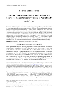 Sources and Resources Into the Dark Domain: The UK Web Archive