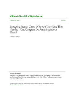 Executive Branch Czars, Who Are They? Are They Needed? Can