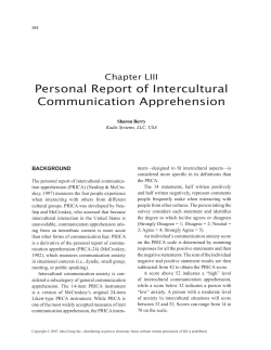 Personal Report of Intercultural Communication Apprehension