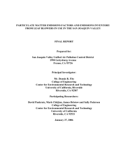 Particulate Matter Emissions Factors and Emissions Inventory From