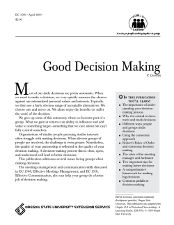 Good Decison Making - Oregon State University