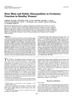 Bone Mass and Subtle Abnormalities in Ovulatory Function in