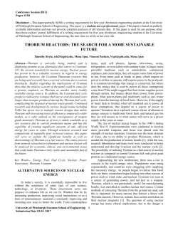 thorium reactors: the search for a more sustainable future