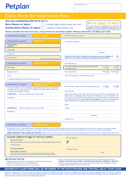 Claim Form For Veterinary Fees