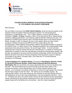 FATHER PATRICK DESBOIS TO BE KEYNOTE SPEAKER AT 12TH