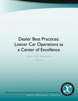 Loaner Car Operations as a Center of Excellence