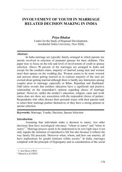 involvement of youth in marriage related decision making in india