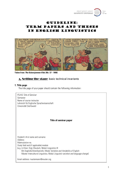 Guideline: term papers and theses in English Linguistics A. Setting