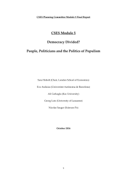 CSES Module 5 Democracy Divided? People, Politicians and the