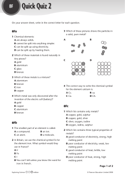 Quick Quiz 2 - South Wolds Academy
