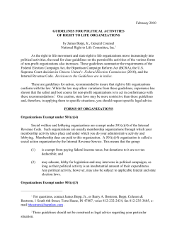 Guidelines for Political Activities of Right to Life Organization