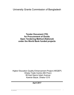 Tender Document for Procurement of Goods Open