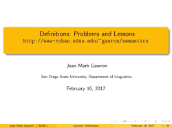 Lesson about Definitions. - Jean Mark Gawron