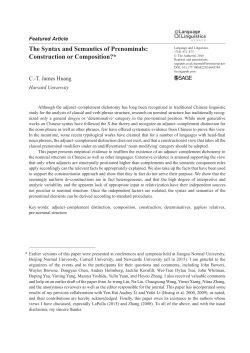 The Syntax and Semantics of Prenominals: Construction or