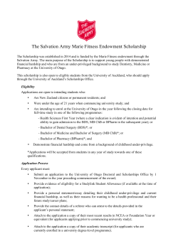 The Salvation Army Marie Fitness Endowment Scholarship