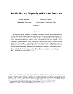 Tariffs, Vertical Oligopoly and Market Structure - QUT