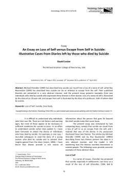 An Essay on Loss of Self versus Escape from Self in Suicide