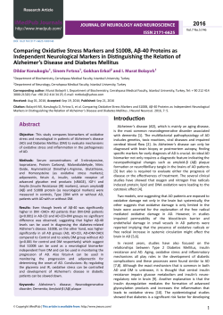Comparing Oxidative Stress Markers and S100B, A&beta;