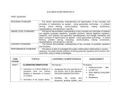 Math 9 - SYLLABUS