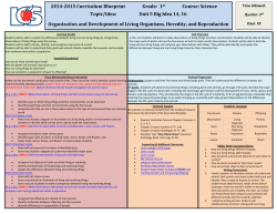 2014-2015 Curriculum Blueprint Grade: 1st Course: Science Topic