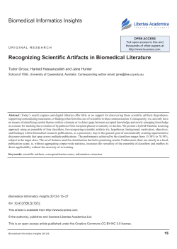 Biomedical Informatics Insights Recognizing Scientific Artifacts in