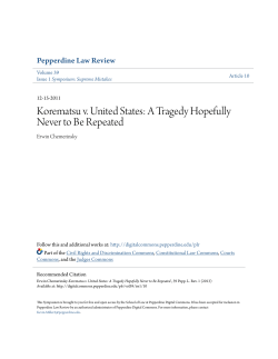 Korematsu v. United States: A Tragedy Hopefully Never to Be