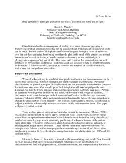 In Press, Taxon Three centuries of paradigm changes in biological
