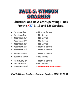 Christmas and New Year Operating Times For the X27, 3, 13 and