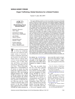 WORLD KIDNEY FORUM Organ Trafficking: Global Solutions for a