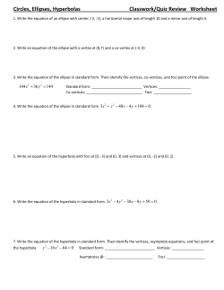 Circles, Ellipses, Hyperbolas Worksheet