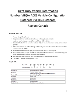 Light Duty Vehicle Information Number(VIN)to ACES Vehicle