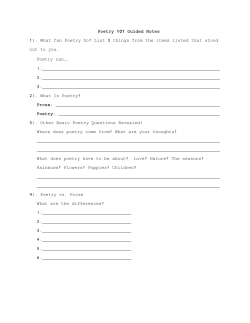 Poetry 101 Guided Notes 1). What Can Poetry Do?