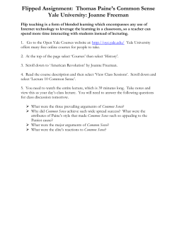 Flipped Assignment: Thomas Paine`s Common Sense Yale