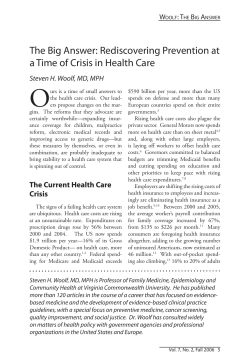 The Big Answer: Rediscovering Prevention at a Time of Crisis in