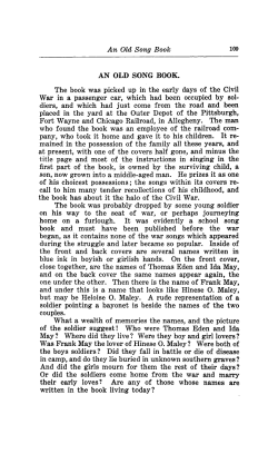 An Old Song Book ANOLD SONG BOOK. The book was picked up in