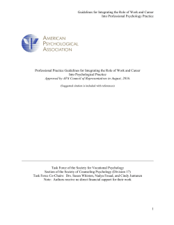 Guidelines for Integration of Vocational Psychology