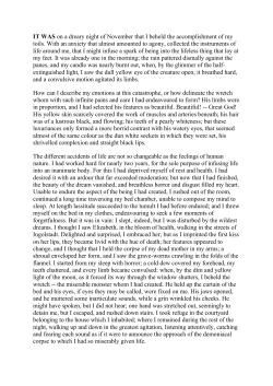 IT WAS on a dreary night of November that I beheld the