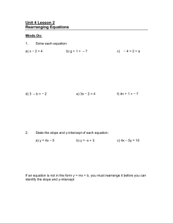 Unit 4 Lesson 2 Rearranging Equations